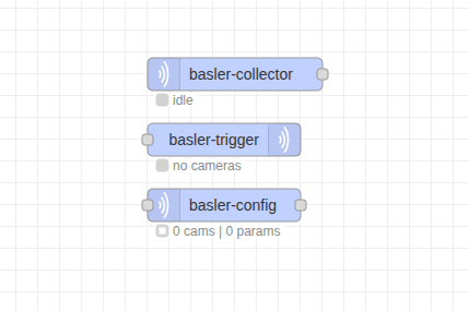The three Basler camera nodes inside the Visual Workflow Builder
